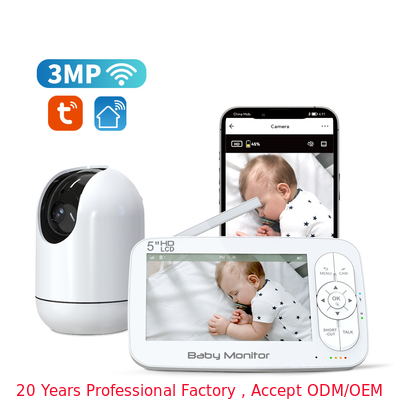 kaufen Smart Wifi 2.4Ghz PTZ Kamera Baby Monitor 5 Zoll 1080P Geräuscharme Audio-Schrei-Erkennung on-line-Fertigung