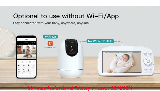 5.5 Zoll 1080P Zwei-Wege-Talk Baby-Monitor mit beruhigenden Lullabies Temperaturüberwachung