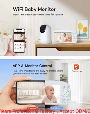 Weinenerkennung Baby Monitor mit App Bluetooth WLAN 2.4Ghz 5,5 Zoll Kein Aufwand Installation