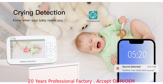 Wi-Fi mit wiederaufladbarer Batterie 2.4Ghz FHd Baby-Monitor Nachtsicht Echtzeit-Aufzeichnung