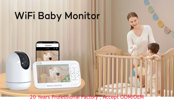 Zwei-Wege-Intercom Baby-Monitor WLAN 2.4Ghz Video Baby-Telefon 360 Grad Fernzugriff