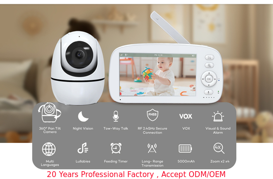 5 Inch Baby Monitor With Camera Video Nanny Security Night Vision Temperature Sleep Camera Video Baby Monitor