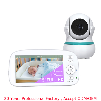 5 Inch HD Baby Monitor with 360° Camera and 5000mAh Battery
