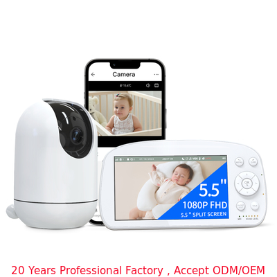 5.5 pouces 1080P Wifi Baby Monitor avec batterie 5000mAh et vision nocturne