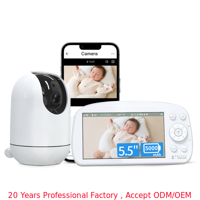1080P Baby Monitor with 5.5inch Screen, 5000mAh Battery & Night Vision