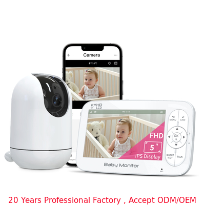 Smart WiFi Baby Monitor 1080P 5inch Split Screen with 5000mAh Battery