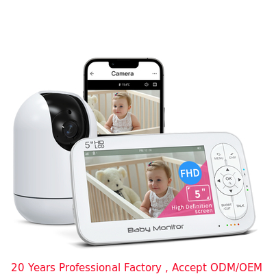 5inch 1080P WiFi Baby Monitor with 360° Pan-Tilt and 5000mAh Battery