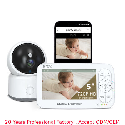 5.5 Inch Tuya Smart Wifi 2.4Ghz Temperature Motion Crying Detection Video Baby Monitor